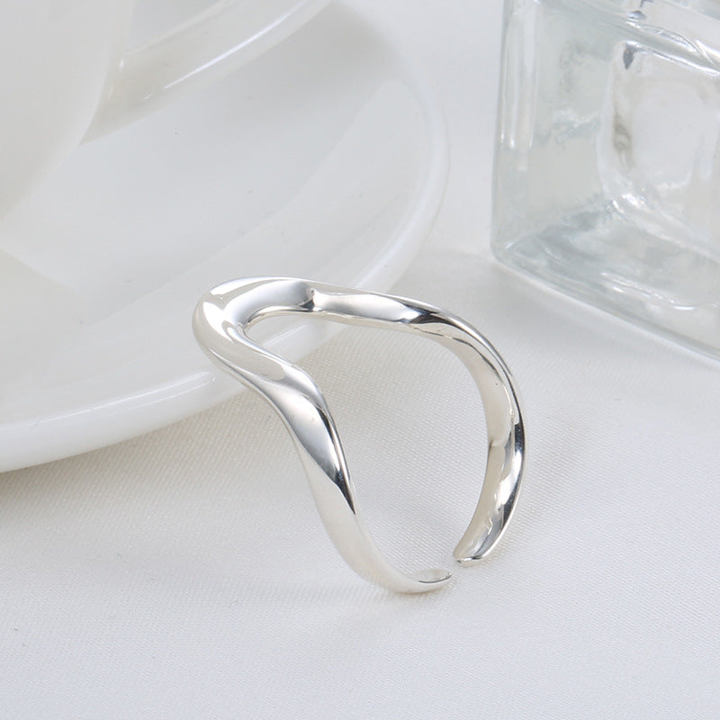 Irregular Line U-Shaped Ring S925 Sterling Silver Ring Female