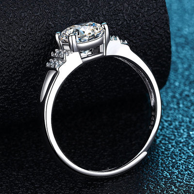 S925 Sterling Silver Cube Zircon Adjustable Ring