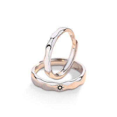 Sun and Moon Couple Rings Love Rings S925 Silver Plated with Platinum