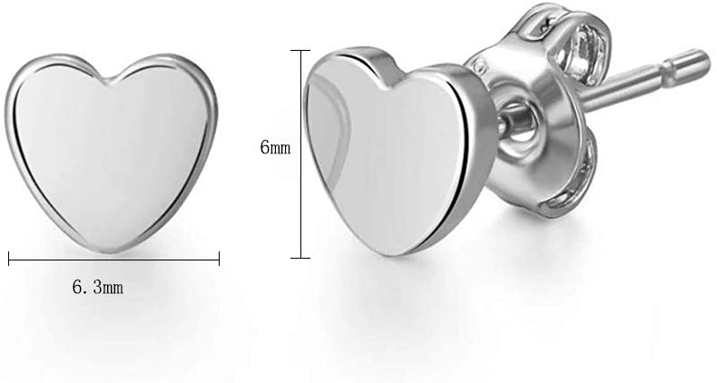 S925 Silver Earrings Unisex Earrings Heart Shape Earrings Studs