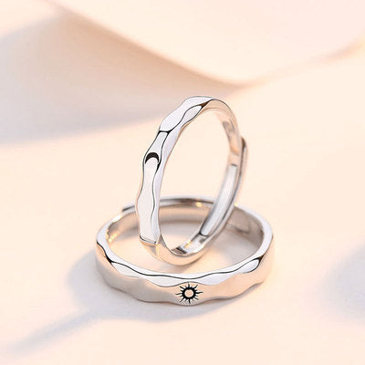 Sun and Moon Couple Rings Love Rings S925 Silver Plated with Platinum