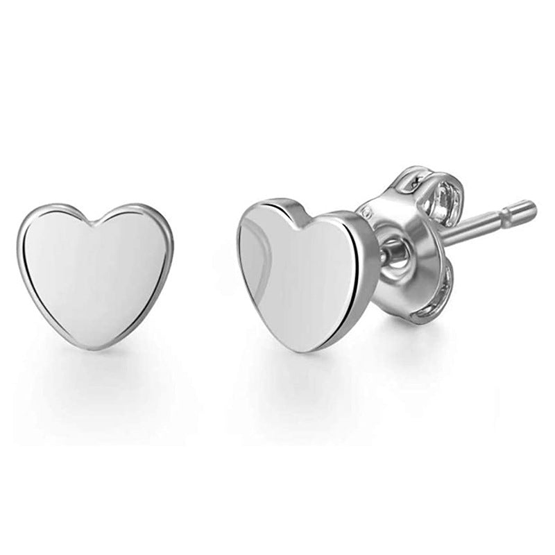 S925 Silver Earrings Unisex Earrings Heart Shape Earrings Studs