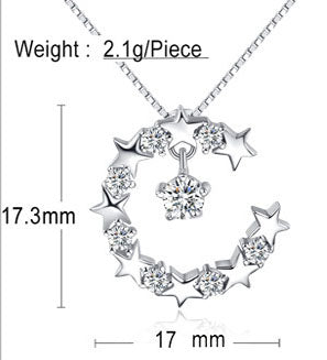 Women Necklace Set Sterling Silver Moon and Star Pedant