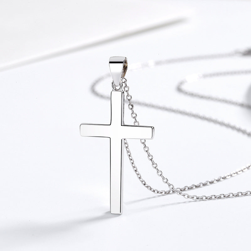 Unisex Necklace Sterling Silver Cross Pedant for Women Men Children with Pedant and Chain Necklace Set 1 Pcs