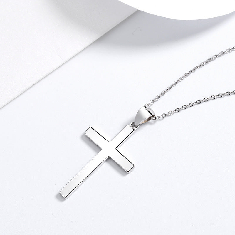 Unisex Necklace Sterling Silver Cross Pedant for Women Men Children with Pedant and Chain Necklace Set 1 Pcs